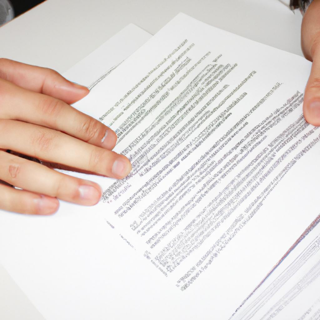 Person reading legal documents, negotiating